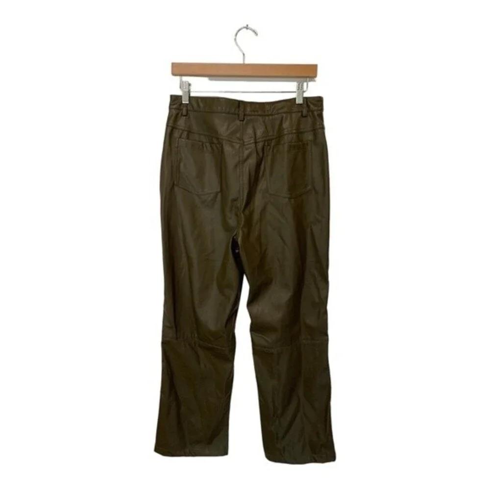 NWT LUCY PARIS‎ | Faux Leather Flat Front Crop Olive Green Pants M